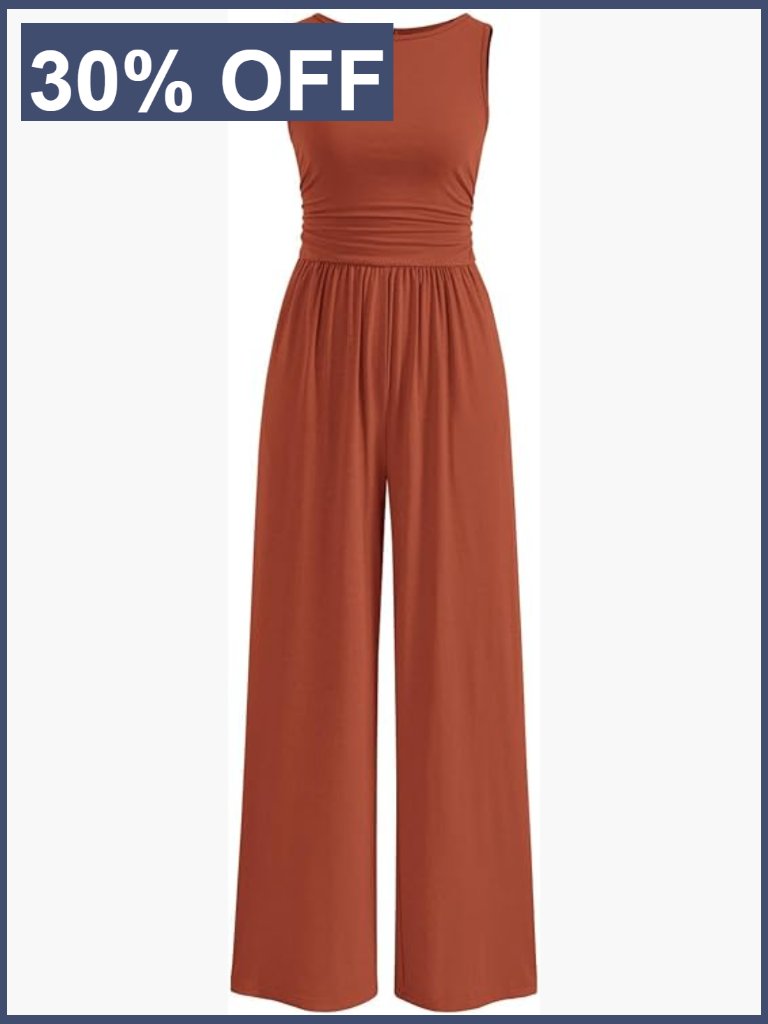 Sleeveless Wide Leg Jumpsuit With Pockets Casual Vacation